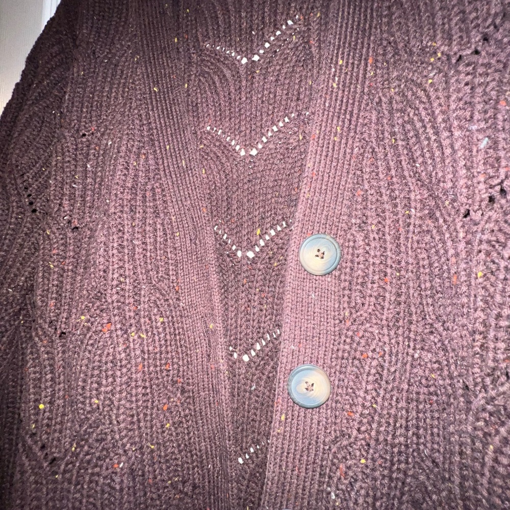 Chunky Knit Brown Cardigan Sweater - Picture 2 of 5